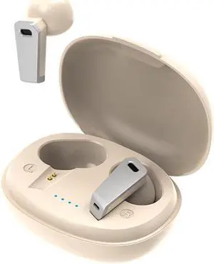 HEQING Wireless Earbuds Bluetooth 5.2 in Ear Buds Light-Weight Headphones,Deep Bass Sound with Charging Case, Clear Calls Earphones for Sports Workout Cream