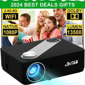 JIMTAB 2024 5G WiFi Native 1080P M22 Projector,4K Support 520 ANSI 13500 Lux Movie Player 2.4G 5G Wifi Projector Support AV, USB, HDMI, TF Compatible with PS, Xbox, Laptop, iPhone and Android