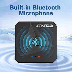 JIMTAB Bluetooth 5.1 Transmitter Receiver Portable HiFi Wireless Audio AUX Adapter Built-in Microphone, NFC, Call Back for Projector/Car TV/Speaker/Phone/Bluetooth Headphone