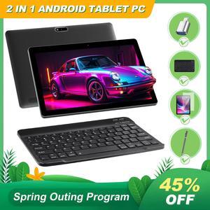 JIMTAB 2024 Android Tablet Octa Core 10 2 in 1 Android 13 Tablets 4GB Ram 64GB Rom Gaming Tablet with USB Adapter Keyboard Stylus Tempered Film GPS WiFi Bluetooth Google Certificated Tablet