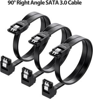 JIMTAB 3-Pack 90 Degree Right Angle SATA Cable 18 Inches 6.0 Gbps SATA III Cable, SATA Cable for SSD, SATA SSD Cable, SATA 3 Cables Black