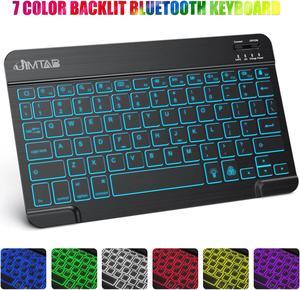 JIMTAB 10 Inch Ultrathin (4mm) Wireless Bluetooth Keyboard [7 Color Backlit] Compatible with Apple iPad iPhone Samsung Tablet Phone Smartphone iOS Android Windows