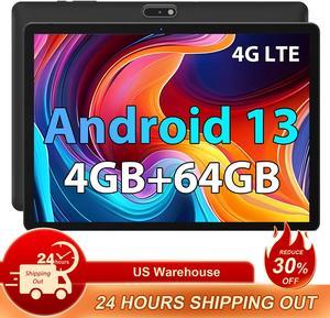 JIMTAB 2024 Android Tablet Octa Core 10" 2 in 1 Android 13 Tablets, 4GB Ram 64GB Rom Gaming Tablet with USB Adapter, Keyboard, Stylus, Tempered Film, GPS, WiFi, Bluetooth, Google Certificated Tablet