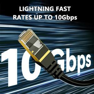 10Gbps Cat 7 Shielded Ethernet RJ45 LAN Network Cable Cat7 Flat Patch For Modem Router Loptop PC 10 20 30 50 100 200 300 400 FT