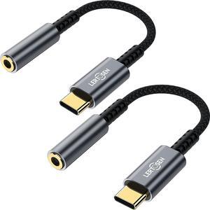 USB Type C to 3.5mm Female Headphone Jack Adapter (2-Pack) USB C to Aux Audio Dongle Cable Cord Compatible with iPhone 15 Pro Max/15 Pro/15 Plus Galaxy S23/S22 Ultra iPad Pro Pixel