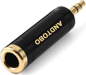 3.5mm Male to 1/4 Female Stereo Pure Copper Headphone Adapter 3.5mm(1/8) Plug Male to 6.35mm (1/4) Jack Female Stereo Adapter for Headphone Amp Adapte Black 1-Pack