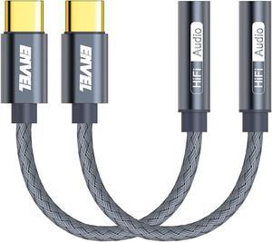 USB C to 3.5mm Female Headphone Adapter 2 Pack Type C to Aux Audio Cable Compatible with Samsung Galaxy S23 S22 S21 S20 FE Ultra S20+ Plus 5G iPad Pro 2022/2021/2020/2018 Google Pixel 5/6/7