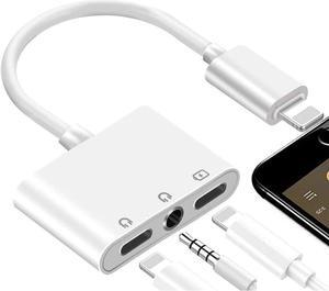 Lightning to Headphone Adapter 3.5mm Jack Headphone Adapter 3 in 1 Earphone and Charging Splitter for iPhone 13/12/11/SE/XS/XR/X/8/7 and iPad