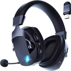 Wireless Gaming Headset with Detachable Noise Cancelling Microphone 2.4G Bluetooth - USB - 3.5mm Wired Jack 3 Modes Wireless Gaming Headphones for PC PS4 PS5 Mac Switch Phone Tablet