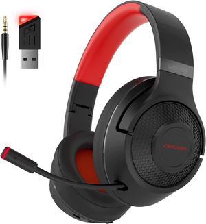 2.4Ghz Wireless Gaming Headset for PC PS5 PS4 MacBook with Microphone Over-Ear Bluetooth Gaming Headphones for Cell Phone Soft Earmuff - 40 Hours Playtime Only Wired Mode for Xbox Series Red