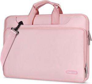 MOSISO 360 Protective Laptop Shoulder Bag Compatible with MacBook Pro 16 inch 2023-2019 M2 A2780 M1 A2485 Pro/Max A2141/Pro 15 A1398,15-15.6 inch Notebook,Matching Color Sleeve with Belt, Pink