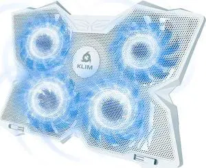 KLIM Wind Laptop Cooling Pad - More Than 500 000 Units Sold - New 2024 - The Most Powerful Rapid Action Cooling Fan - Laptop Stand with 4 Cooling Fans at 1200 RPM - USB Fan - PS5 PS4 - Full White