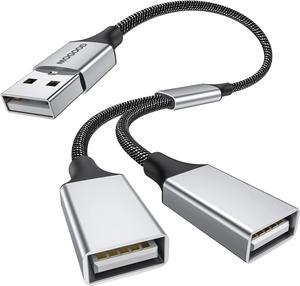 USB Splitter Cable USB y Splitter Adapter Dual USB 2.0 Power Cord Extension for Charging/Data Transfer/Laptop/Mac/Car
