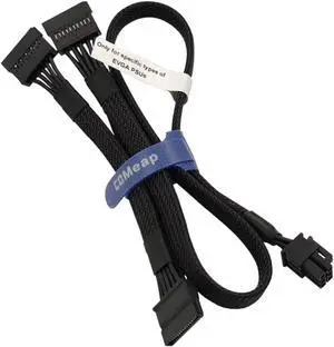 6 Pin to 3X 15 Pin SATA Hard Drive Power Adapter Sleeved Cable for Some Specific Types of EVGA Modular PSUs 20-in(50cm)