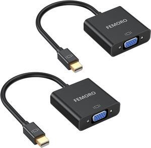 Mini DisplayPort to VGA Adapter 2 Pack Mini Display Port DP to VGA Cable Converter Male to Female (Thunderbolt and Thunderbolt 2 Port Compatible) Black
