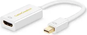 4K Mini DisplayPort to HDMI Adapter Mini DP(Thunderbolt Port Compatible) to HDMI AV HDTV Male to Female Adaptor for Mac Book Imac White Color