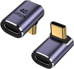 90 Degree Right Angle USB C Male to USB C Female Adapter Up and Down USB Type C Adapter Extender for Steam Deck ROG Ally Switch Notebook PC Tablet Phone and More - 2 Pack