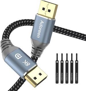 8K DisplayPort 1.4 Cable 12 Feet DP Cord From 1.5-30FT (8K@60Hz 4K@144Hz 1080P@240Hz 2K 32.4Gbps) HBR3 HDCP HDR FreeSync G-Sync Braided Display Port for Monitor 3090 Graphics + 5 Ties-NOT HDMI