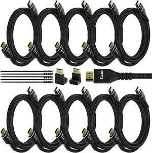 4K HDMI Cable 15 Feet (10 Pack), Ultra HD HDMI 2.0 Cable, Nylon Braided & Gold-Plated Connectors, 4K @ 60Hz, 2K,1080P, HDCP 2.2, ARC, Bulk HDMI Cables for Laptop, Monitors, HDTV, PS5, Xbox One & More 4K HDMI Cable 15 Feet (10 Pack), Ultra HD HDMI 2.0 Cable, Nylon Braided & Gold-Plated Connectors, 4K @ 60Hz, 2K,1080P, HDCP 2.2, ARC, Bulk HDMI Cables for Laptop, Monitors, HDTV, PS5, Xbox One & More