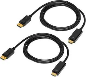4K Displayport to HDMI Cable 6 Feet 2-Pack Display Port (DP) to HDMI Adapter Male to Male Cord Converter for PC to HDTV Monitor Projector