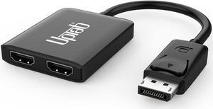 DisplayPort to Dual HDMI 4K 60Hz Adapter Multi Monitor Splitter Converter Multi-Stream Transport (MST) Hub DP to 2X HDMI 2.0 (DisplayPort to Dual HDMI)