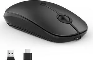 Type C Wireless MouseVssoplor USB C Rechargeable Portable Quiet Mouse USB and Type C Receiver Dual Mode Laptop Mouse for PC, Laptop, MacBook, Tablet-Black