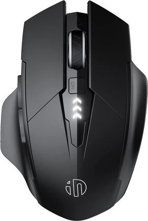 INPHIC Bluetooth Mouse [Upgraded: Battery Level Visible], Inphic Rechargeable Wireless Mouse Multi-Device (Tri-Mode:BT 5.0/4.0+2.4Ghz) with Silent,Black