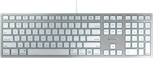 Cherry KC 6000 C Slim Keyboard Made with Mac Layout. Scissor Tech Typing for Near Silent. Alternative to Magic Keyboards. USB-C Wired. US Layout White and Silver.