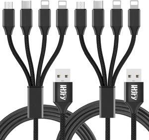 4 in 1 Multi Charging Cable 2Pack 6.6ft Multiple Charger Cord USB A to USB C/Micro USB Connector for Cell Phone/Tablets/Galaxy/Pads and More