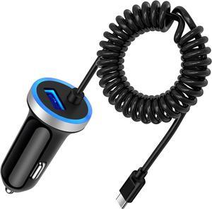 Fast Car Charger Type C Car Plug Android Phone USB C Car Charger Cigarette Lighter Adapter Fast Charging C Coiled Cable for  Galaxy A13 5G/S22 Ultra/S21/S20/S10/A03s/A11/A12/A21/A32/A51/A52/A53