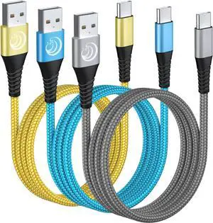 USB C Cable 10FT 3Pack Fast Charging Nylon Braided Long Type C Charger Cable for  Galaxy S24 S23 S22 S21 S10 S9 S8 A02s A03s A11 A12 A13 A14 A21 A22 A32 A42 A53 Tablet LG Moto TCL