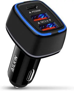 56W PD USB C Car Charger Type-C Super Fast Power Charging Block 3-Port USB A & USBC Auto Cargador Carro Lighter Adapter for iPhone iPad  Galaxy LG Google Pixel Moto USB-C&A Port