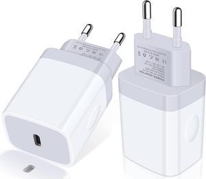 European Charger 2Pack EU Fast 20W USB C Charger Block Travel Plug PD Power Adapter for iPhone 16/16 Pro/16 Pro Max/16 Plus/15/15 Pro/14/14 Pro/13 Pro Max/13/12/Mini/11/XS/XR/X/8/SE, Samsung, Android