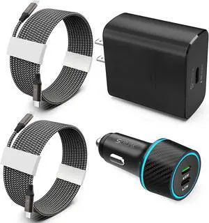 S23 S24 Ultra Charger Type C, SCRUAK 45W PPS Super Fast USB-C Wall/Car Charger for Samsung Galaxy S24 Ultra/S24+/S24/S23 Ultra/S23+/S23/S22/S20/Note 20/Note 10+(with 2X 3.3FT 5A Type C Cable)