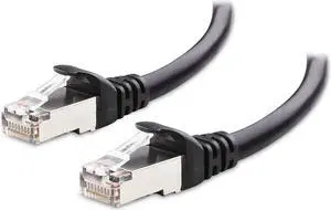 Cable Matters 10Gbps Snagless Long Shielded Cat6A Ethernet Cable 50 ft (SSTP, SFTP Shielded Ethernet Cable, Shielded Cat6 Cable, Cat 6 Shielded Network Cable) in Black