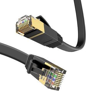 Cat 6 Ethernet Cable 50 ft High Speed RJ45 Internet Cable for Outdoor & Indoor Support CAT6 Network Solid Slim Flat Black Computer LAN for PC