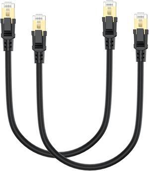 Cat8 Ethernet Cable 1FT 2-Pack, High Speed Ethernet Cable Cat 8 SFTP Internet Network Patch Cord Short Cable 40Gbps 2000Mhz for Patch Panel, Home Network, Cable Management, Router, Modem