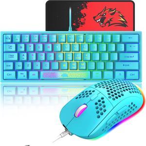 60% Gaming Keyboard and Mouse Combo Samll Mini RGB Backlight Mechanical Feeling and Mechanical RGB Honeycomb Optical Mouse,Gaming Mouse pad for Gamers and Typists