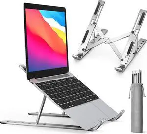 Laptop Stand, Laptop Holder Riser Computer Tablet Stand, 6 Angles Adjustable Aluminum Ergonomic Foldable Portable Desktop Holder Compatible with MacBook,iPad, HP, Dell, Lenovo 10-15.6 Silver