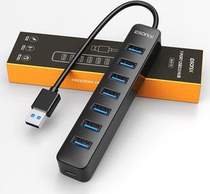 USB Hub, iDsonix USB Splitter Hub 7 Ports Portable Hub USB Hub Multi Port USB Expansion Hub Extension Extender for Laptop, iMac, Surface Pro, XPS, USB Flash Drives, Mobile HDD, Printer, Camera, etc