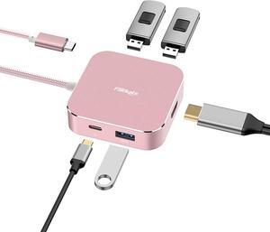 USB C to HDMI Multiport Adapter, fairikabe USB C Hub to 4K HDMI Power Delivery 3USB3.0, 5 in 1 USB C HDMI Hub with Long Cable 1.5FT, for MacBook Air, MacBook Pro and Other USB-C DP Alt Mode Devices