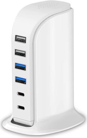 USB C Charger Charging Station For Multiple Devices 45W Fast Charging Blocks (Smart 8A) with Dual Type C Ports USB Charging Hub Organizer Multiport for Iphone Ipad Kindle Travel Accessories
