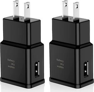 Adaptive Fast Charging USB Wall Charger Adapter Compatible  Galaxy S21 S20 S10 S6 S7 S8 S9 / Edge/Plus/Active Note 5 8 Note 9 Note 10 LG Quick Charge Android Phone Travel Plug (2 Pack)