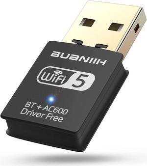 WiFi Adapter for Desktop PC,WiFi USB,Bluetooth USB Adapter,Bluetooth WiFi 2in1,600Mbps 2.4/5.8Ghz Dual Band Wireless Network,Plug and Play, for PC/Laptop/Desktop,Support Win7/8/8.1/10/Win 11
