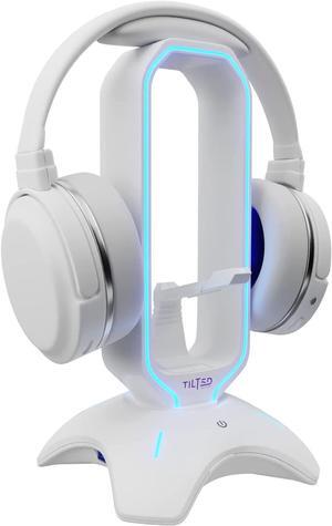 RGB Headset Stand - 3 in 1 Gaming Headphone Stand for Desk with Mouse Bungee and 2 Port USB 3.0 Hub Charger - The Ultimate Gaming Accessory and Gift for Gamer - RGB Headset Holder