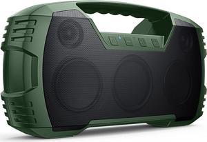 IPX7 Waterproof Bluetooth Speaker, 40W Portable Wireless Speaker, 32H Playtime, Stereo Loud Sound, Deep Bass, Outdoor Speaker with Handle, Bluetooth 5.0, Built-in Mic for Camping, Party, Beach-Green