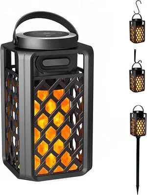 Portable Bluetooth Speaker, Led Flame Torch Atmosphere Wireless Outdoor Speaker Bluetooth 5.0 HD Audio IP67 Waterproof with LED Flicker Warm Night Lights 2000mAh Battery for Travel Home Party