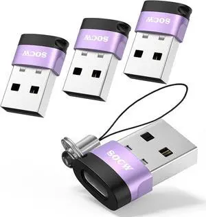 USB C Female to USB Male Adapter 2.0 (Purple 4 Pack)