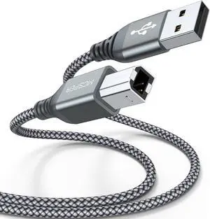2 Pack USB Printer Cable - 5FT USB A to B Cable - Compatible with Hp Canon Brother   Epson Lexmark Xerox and More (Grey)