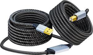 Printer Cable 50 ft Long USB Printer Cable Cord USB 2.0 Type A Male to B Male Printer Scanner USB B Cable Compatible with HP Canon Epson Lexmark Dell Xerox Samsung Etc 15 Meter - Gen3
